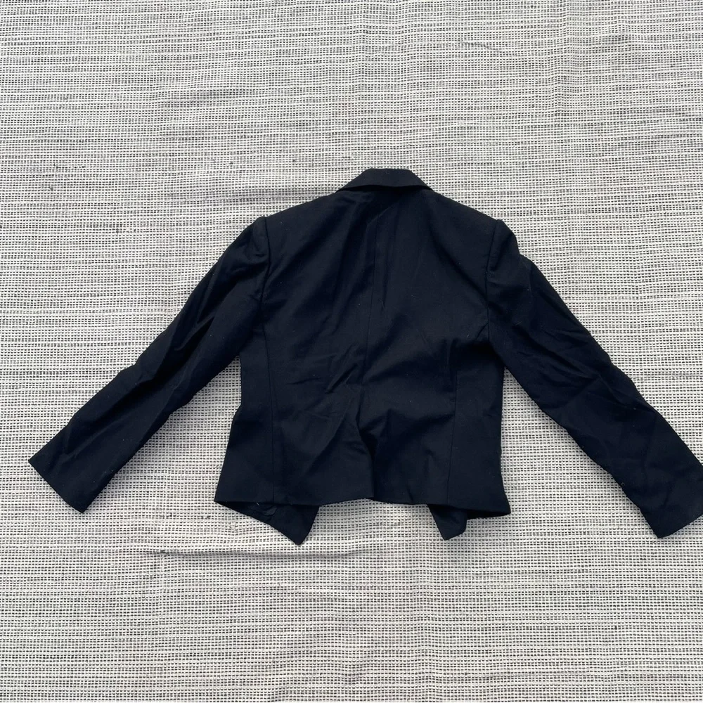 CHRISTIAN DIOR Women's Vintage Cropped Wool Blazer Jacket Petite Size 6 In Black